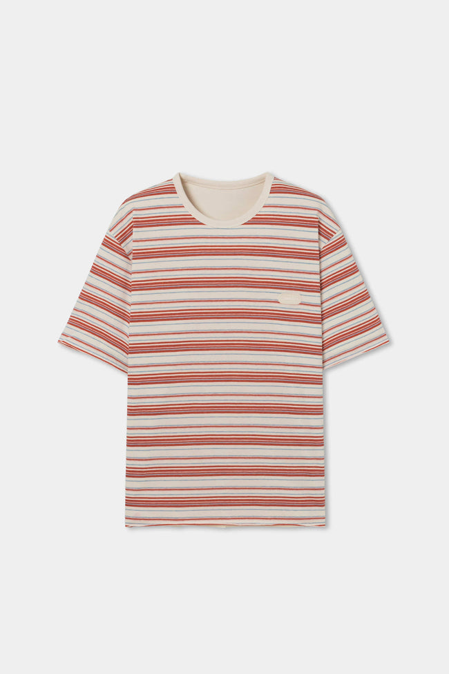 Solid Homme Inside Stripe Reversible Tee - Cream