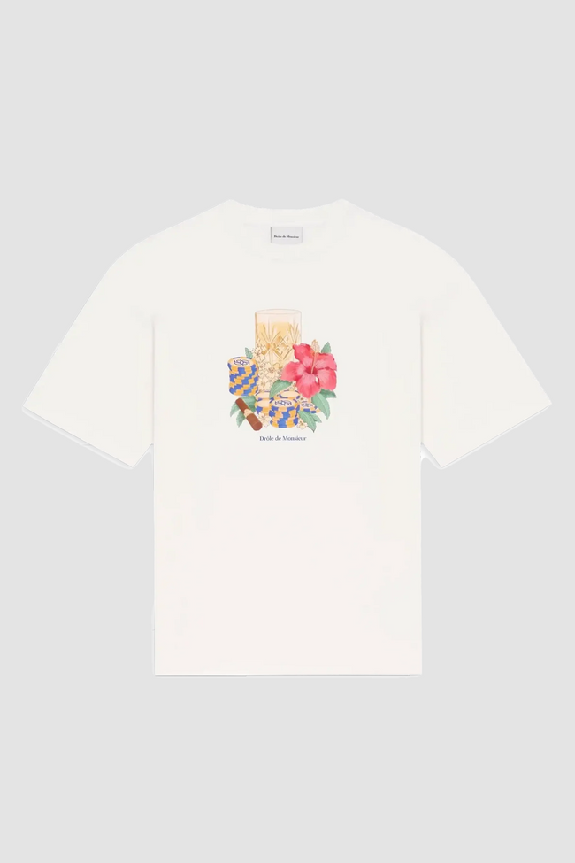 Drôle de Monsieur Hibiscus Club Tee - Off White