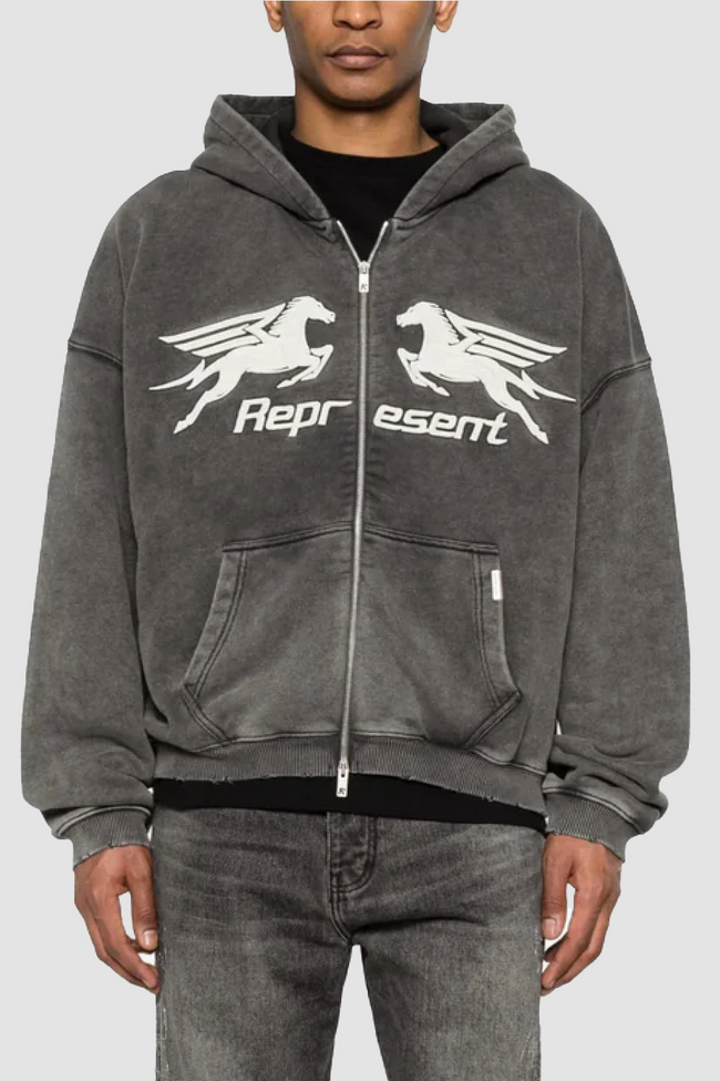 Represent Pegasus Zip Hoodie - Vintage Grey