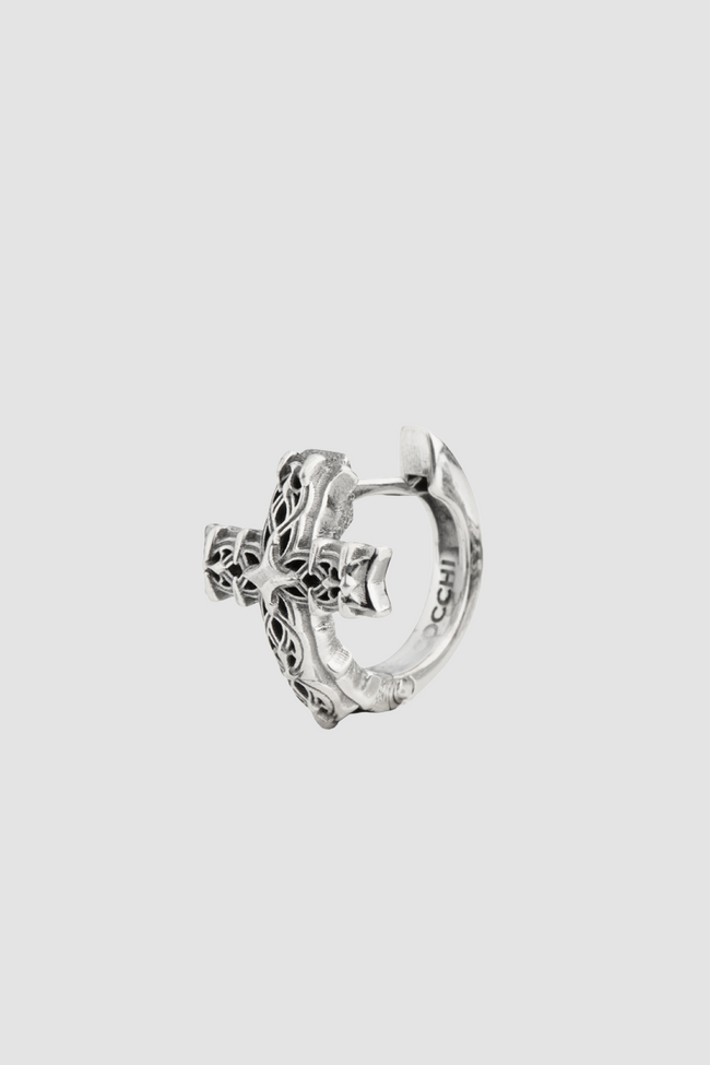 Emanuele Bicocchi Reissue Notre Cross Hoop Earring - Silver