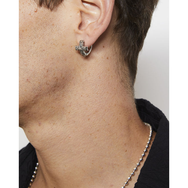 Emanuele Bicocchi Reissue Notre Cross Hoop Earring - Silver