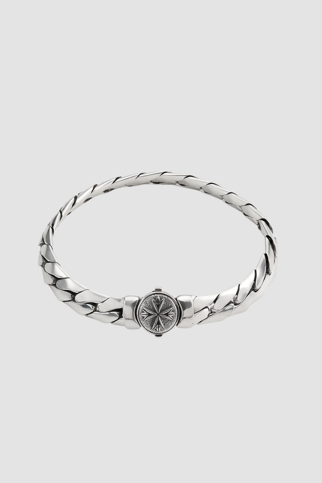 Emanuele Bicocchi Herringbone Chain Logo Bracelet - Silver