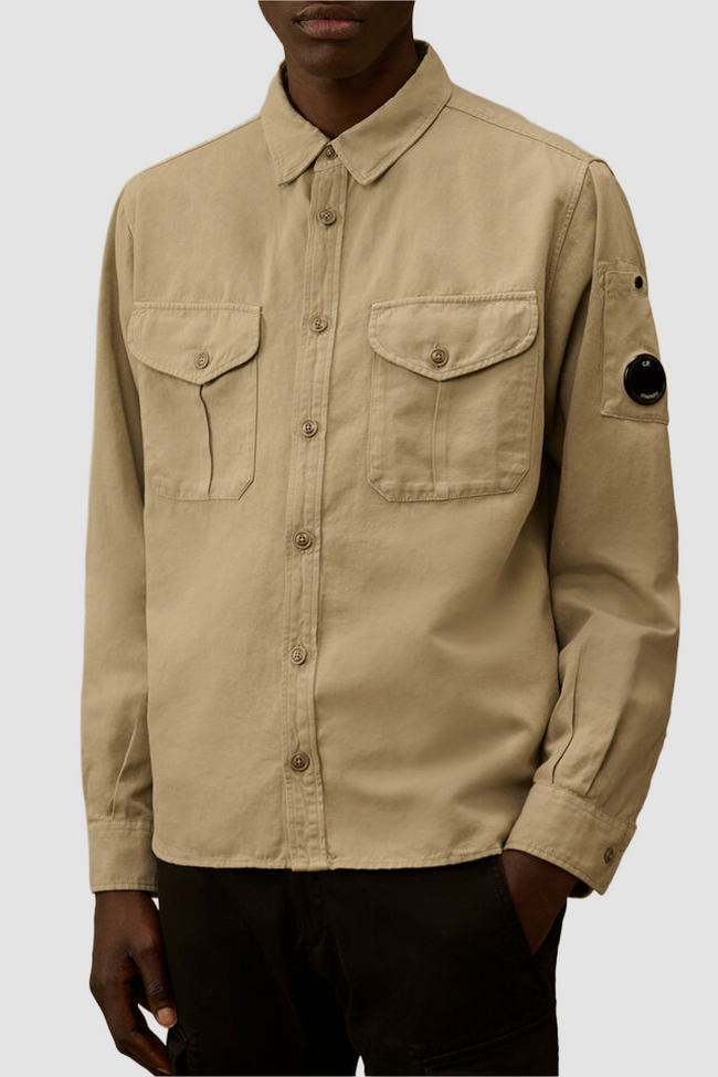 C.P. Company 82A Linen Button Shirt - Dove