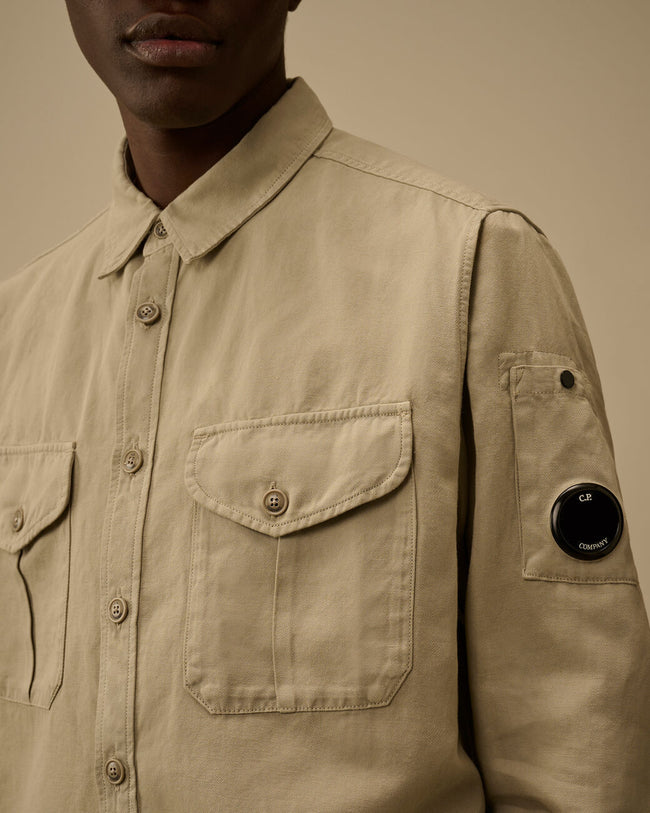 C.P. Company 82A Linen Button Shirt - Dove