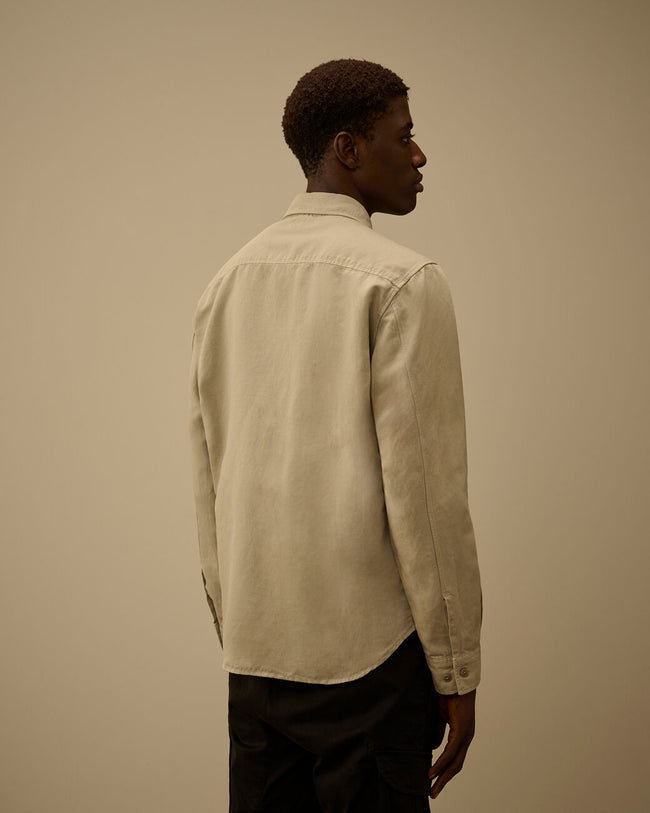 C.P. Company 82A Linen Button Shirt - Dove