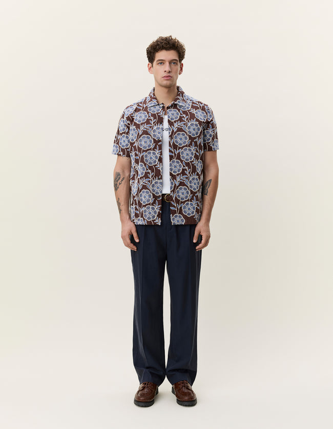 Les Deux Flower AOE SS Shirt - Delicioso Brown