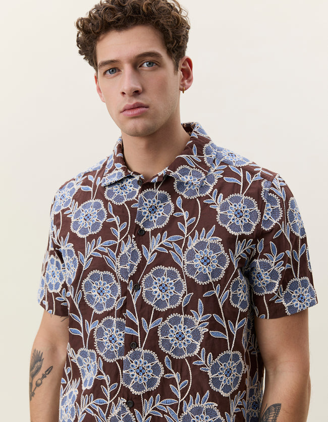 Les Deux Flower AOE SS Shirt - Delicioso Brown