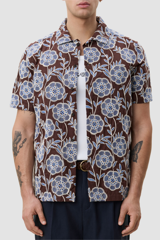 Les Deux Flower AOE SS Shirt - Delicioso Brown