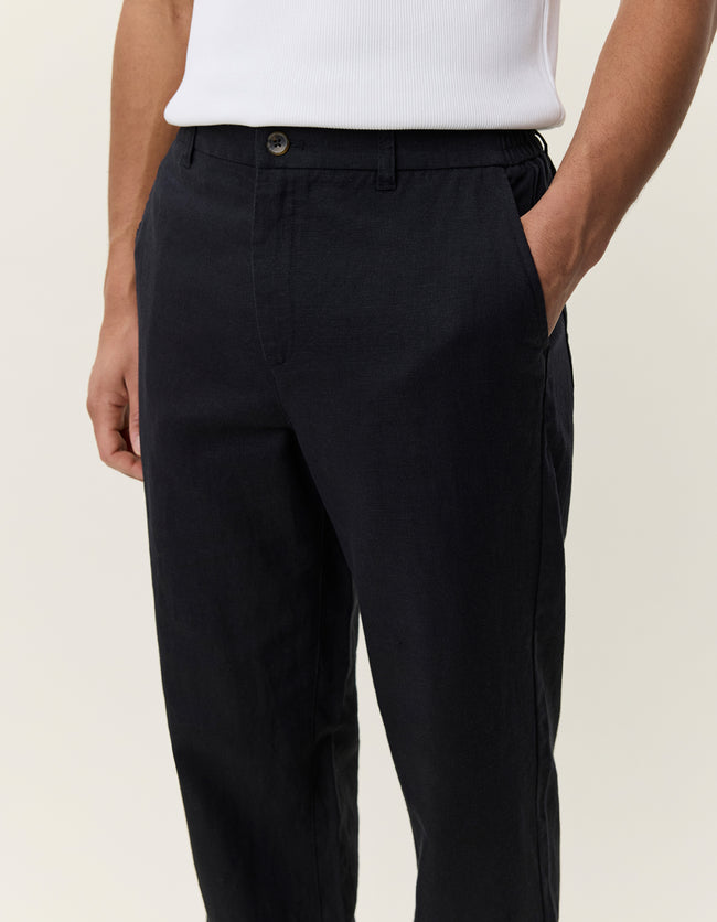 Les Deux Linen Comfort Suit Pants - Tap Shoe Black