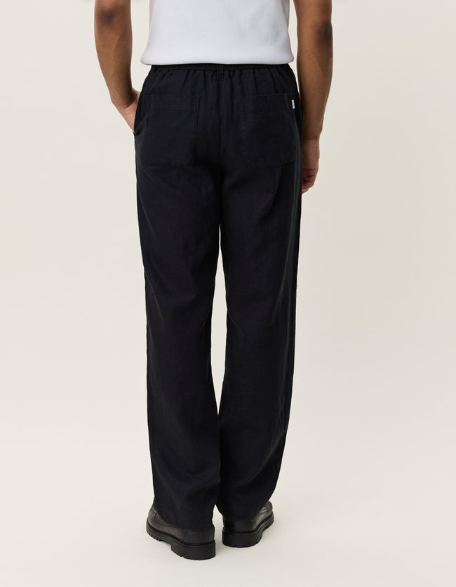 Les Deux Linen Comfort Suit Pants - Tap Shoe Black