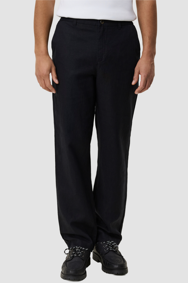 Les Deux Linen Comfort Suit Pants - Tap Shoe Black