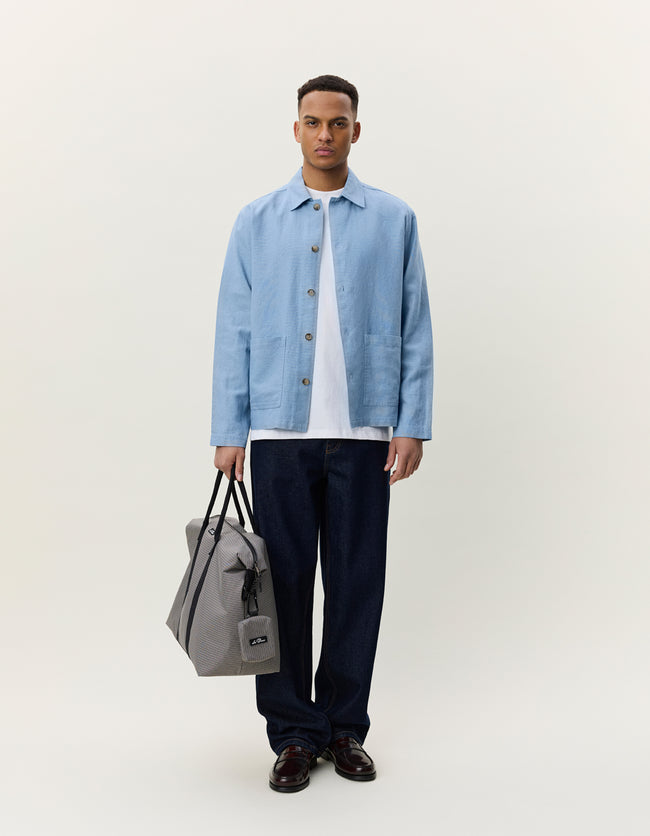 Les Deux Linen Overshirt - Faded Denim Blue