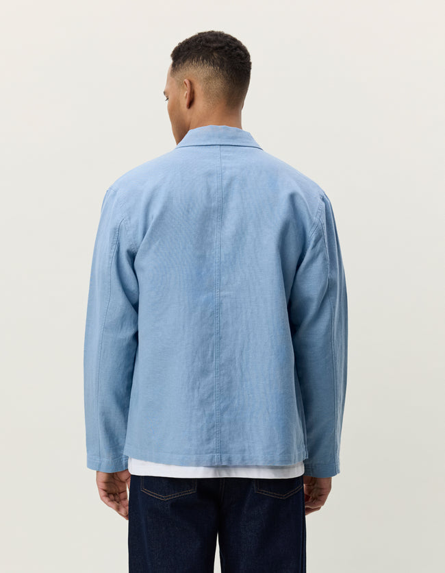 Les Deux Linen Overshirt - Faded Denim Blue