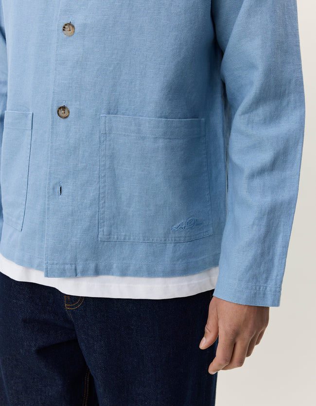Les Deux Linen Overshirt - Faded Denim Blue