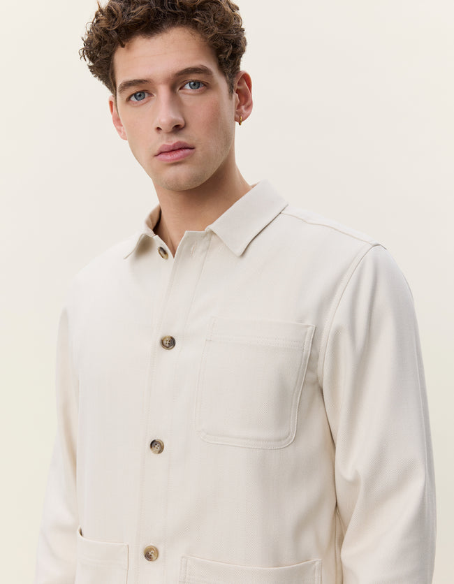 Les Deux Herringbone Overshirt - Ivory