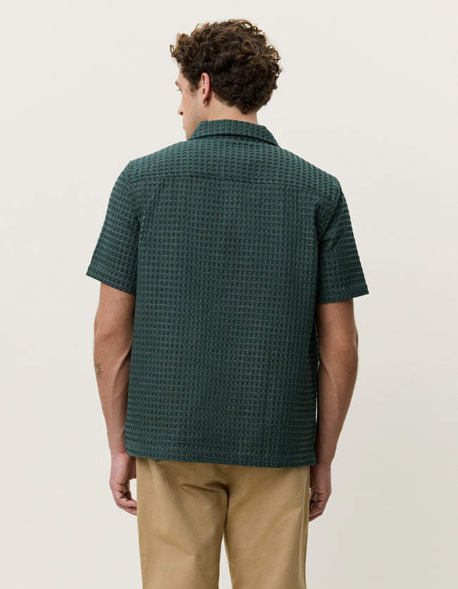 Les Deux Check Seersucker Shirt - Pine Green