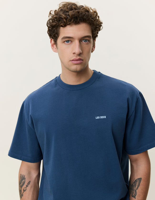 Les Deux Mini Logo Tee - Dark Denim Blue