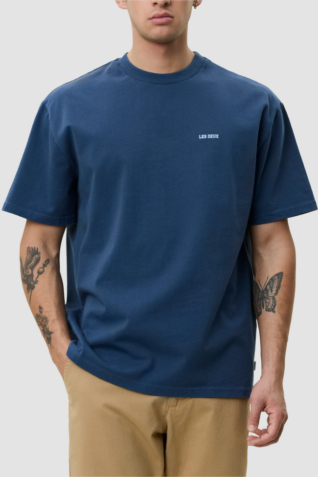 Les Deux Mini Logo Tee - Dark Denim Blue