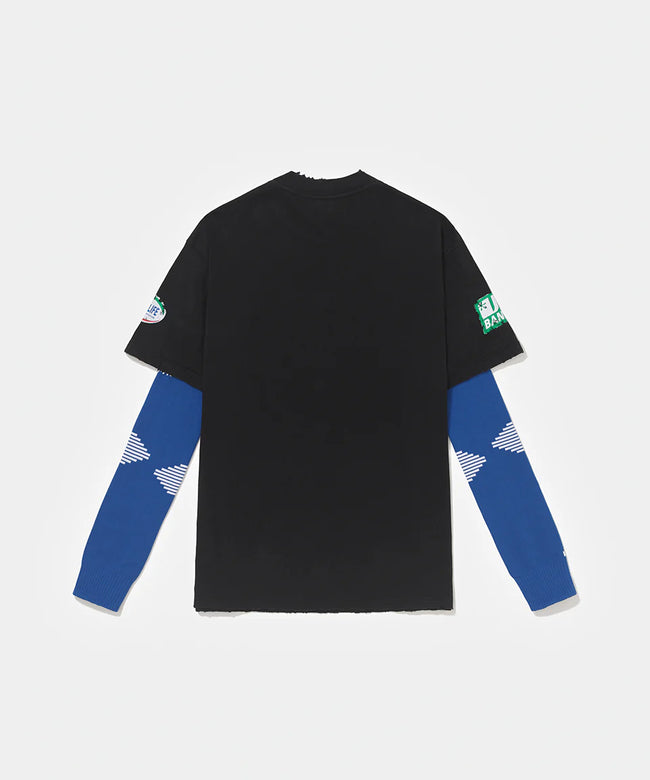 Piet F.C. LS Knitted Tee - Black/Blue