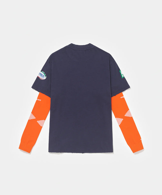 Piet F.C. LS Knitted Tee - Navy/Orange