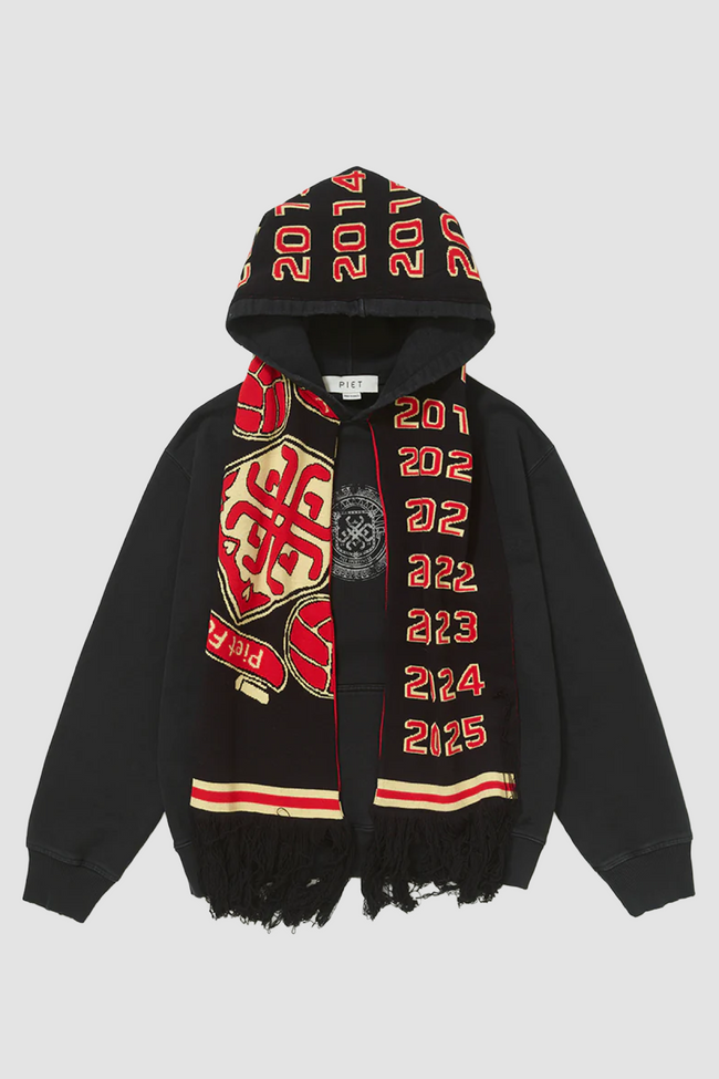 Piet F.C. Scarf Hoodie - Black