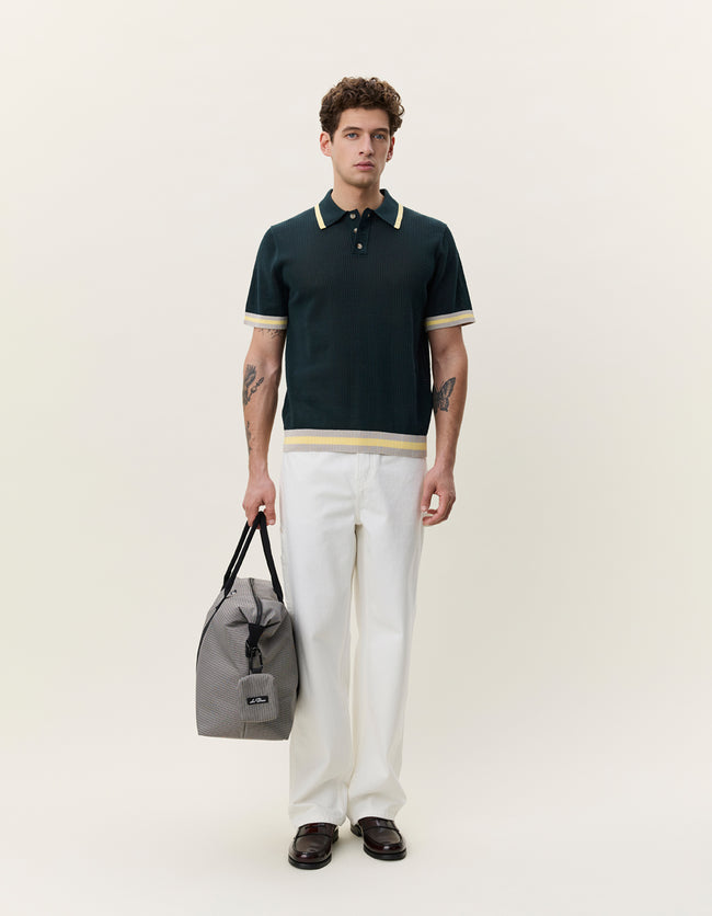 Les Deux Lace Knitted Polo - Pine