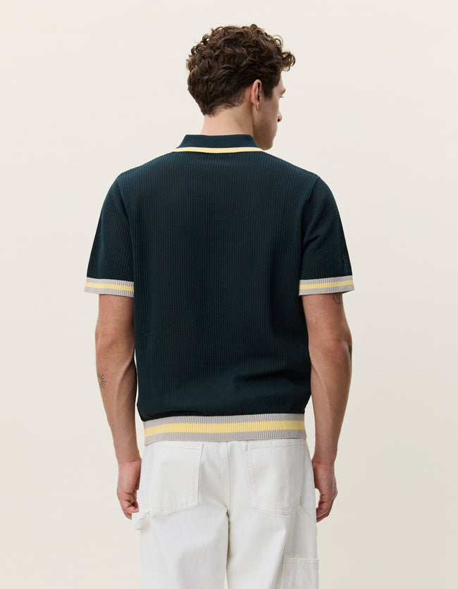 Les Deux Lace Knitted Polo - Pine