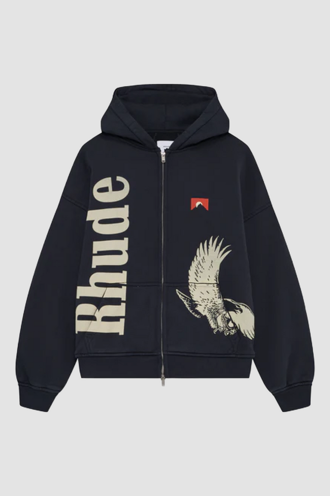 Rhude Eagle Pass Zip-up Hoodie - Black