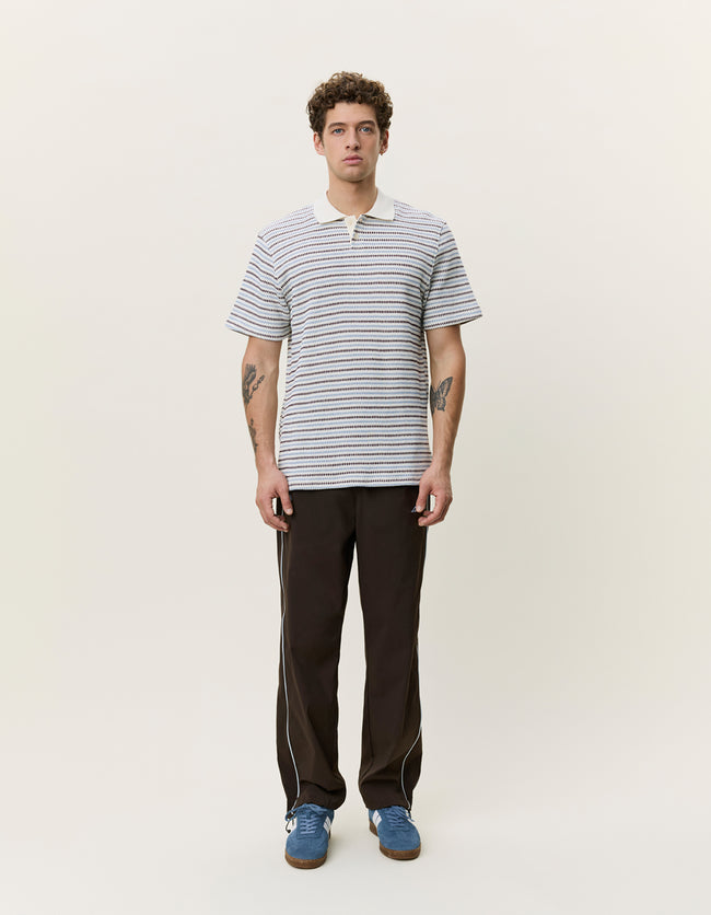 Les Deux Knitted Stripe Polo - Eggnog White