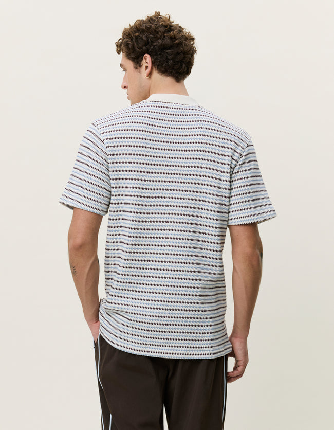 Les Deux Knitted Stripe Polo - Eggnog White
