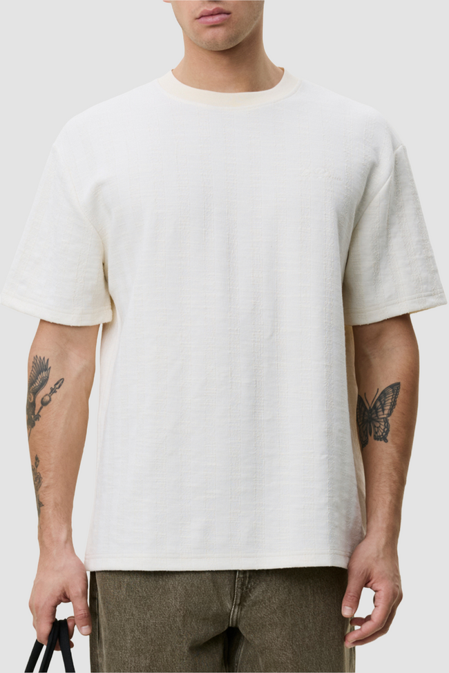 Les Deux Stripe Jacquard Tee - Eggnog White