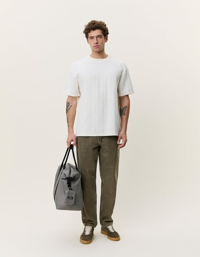 Les Deux Stripe Jacquard Tee - Eggnog White