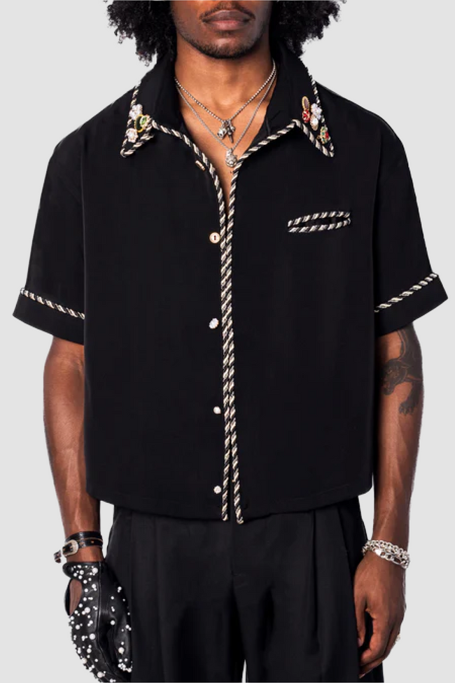 Kody Phillips Embellished SS Lasso Shirt - Black