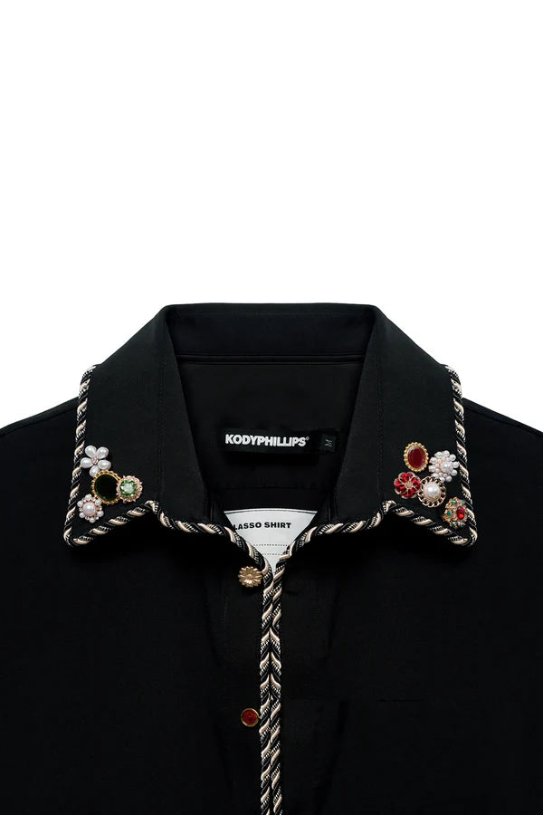 Kody Phillips Embellished SS Lasso Shirt - Black