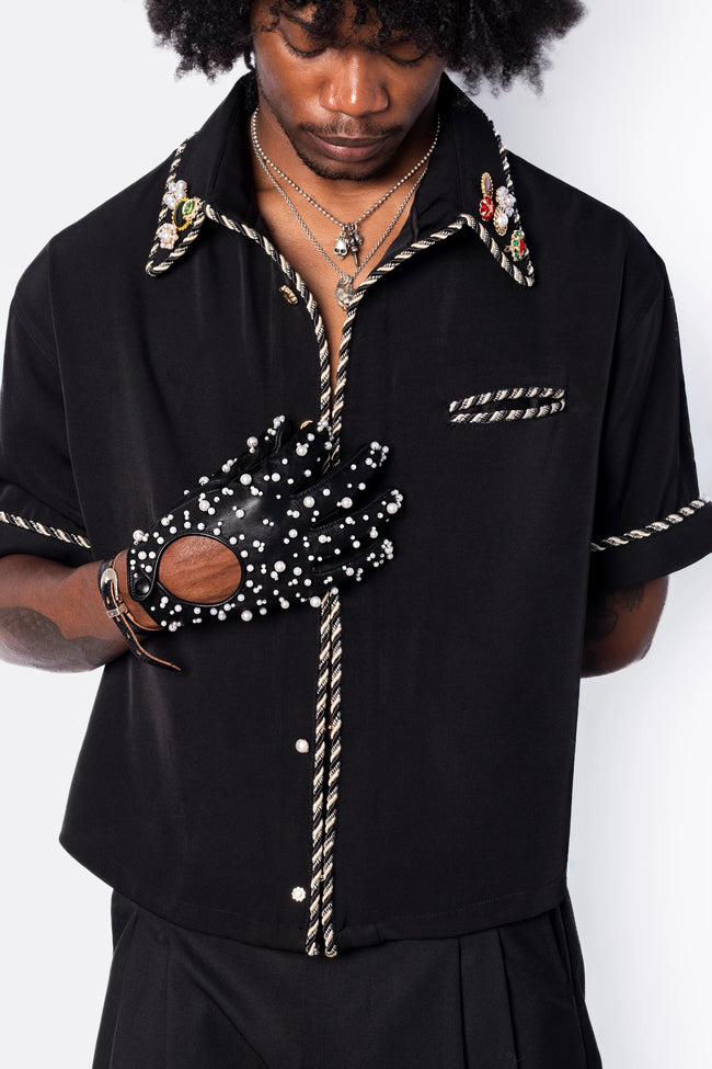 Kody Phillips Embellished SS Lasso Shirt - Black