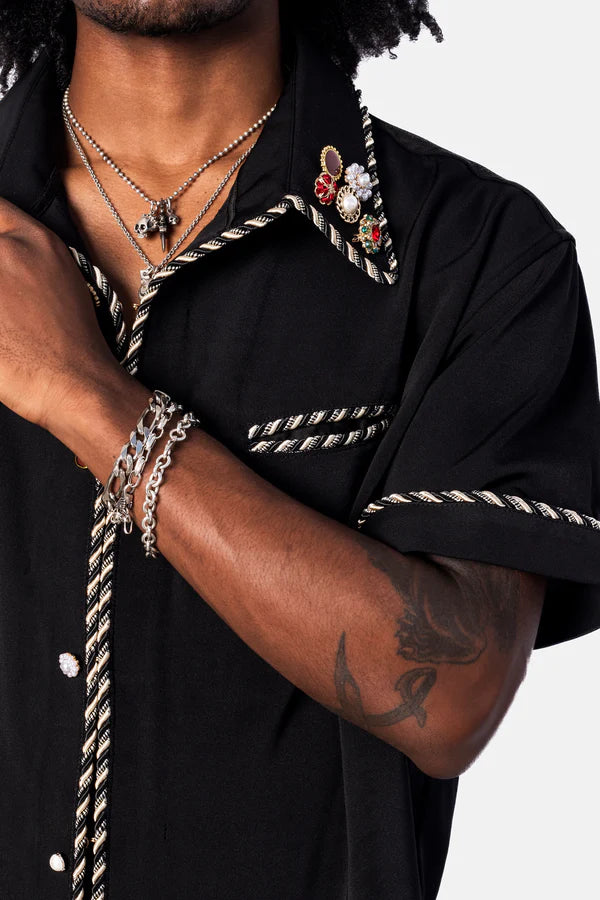 Kody Phillips Embellished SS Lasso Shirt - Black