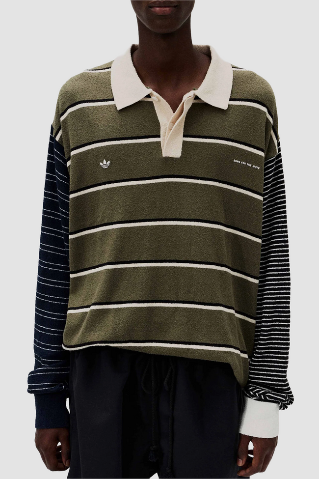Adidas x Song For The Mute ADI007 L/S Polo Tee - Olive