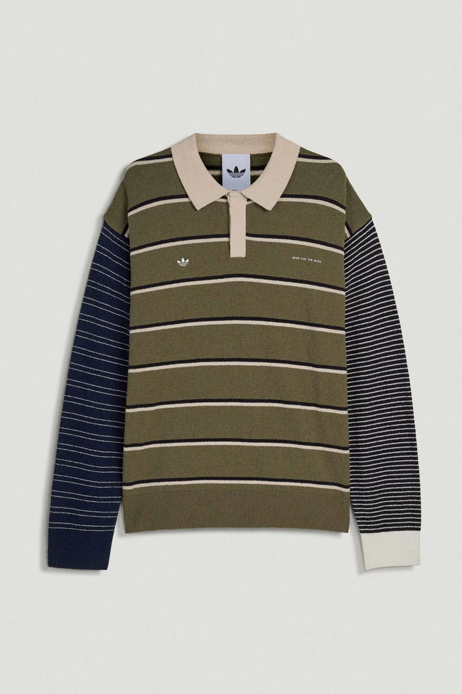 Adidas x Song For The Mute ADI007 L/S Polo Tee - Olive