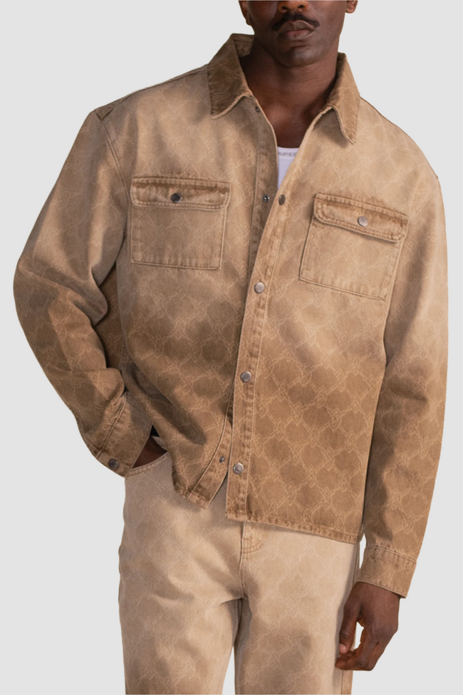 Daily Paper Rahul Faded Shield Denim Shirt - Brown