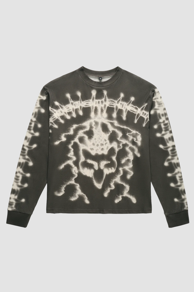 Fox Lab Airbrushed LS Tee - Charcoal