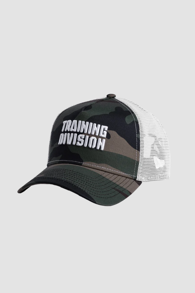 ASRV New Era® 9Forty® A-Frame Trucker Hat - Woodland Camo/White
