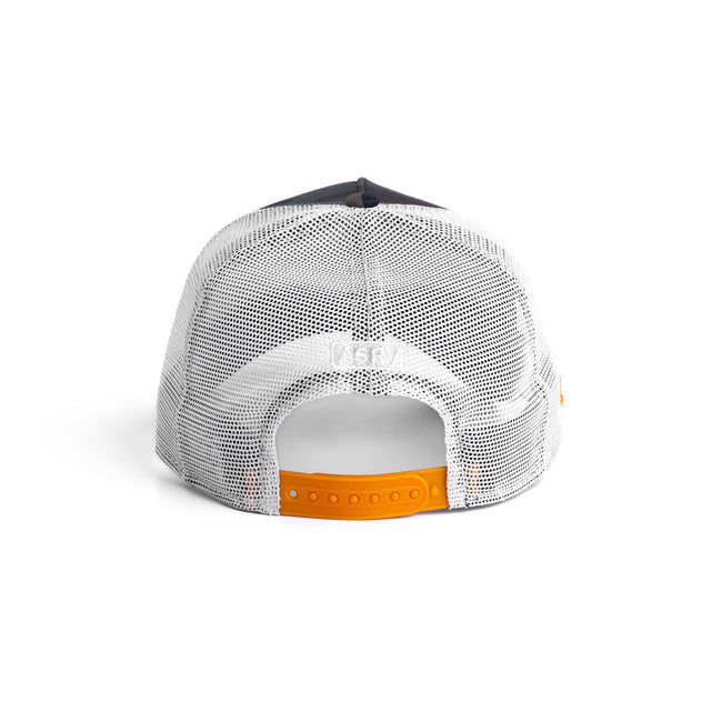 ASRV New Era® 9Forty® A-Frame Trucker Hat - Woodland Camo/White