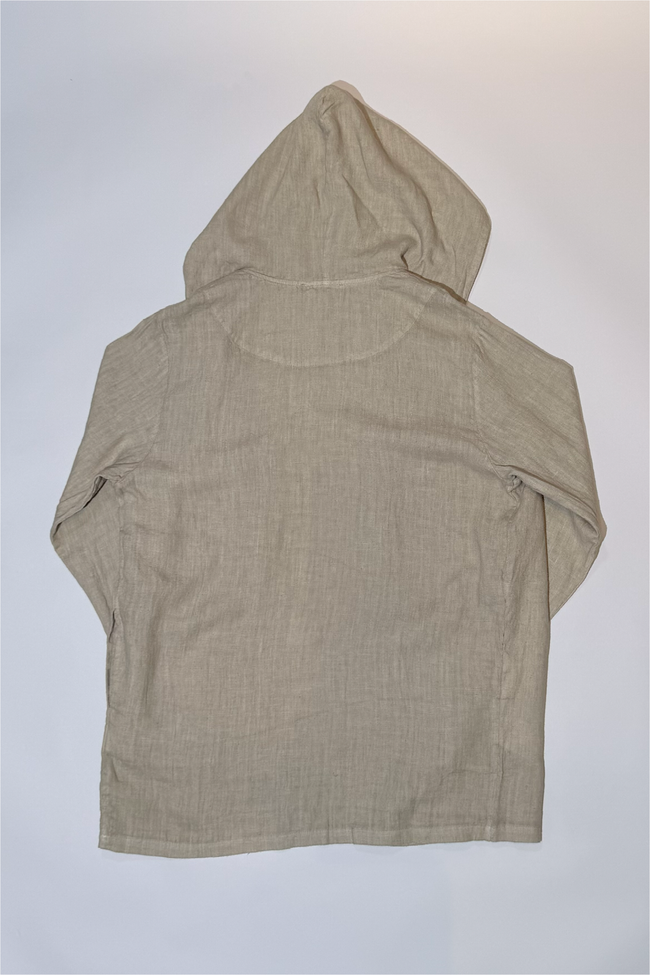 Athoa Linen Loose Hooded Jacket - Beige