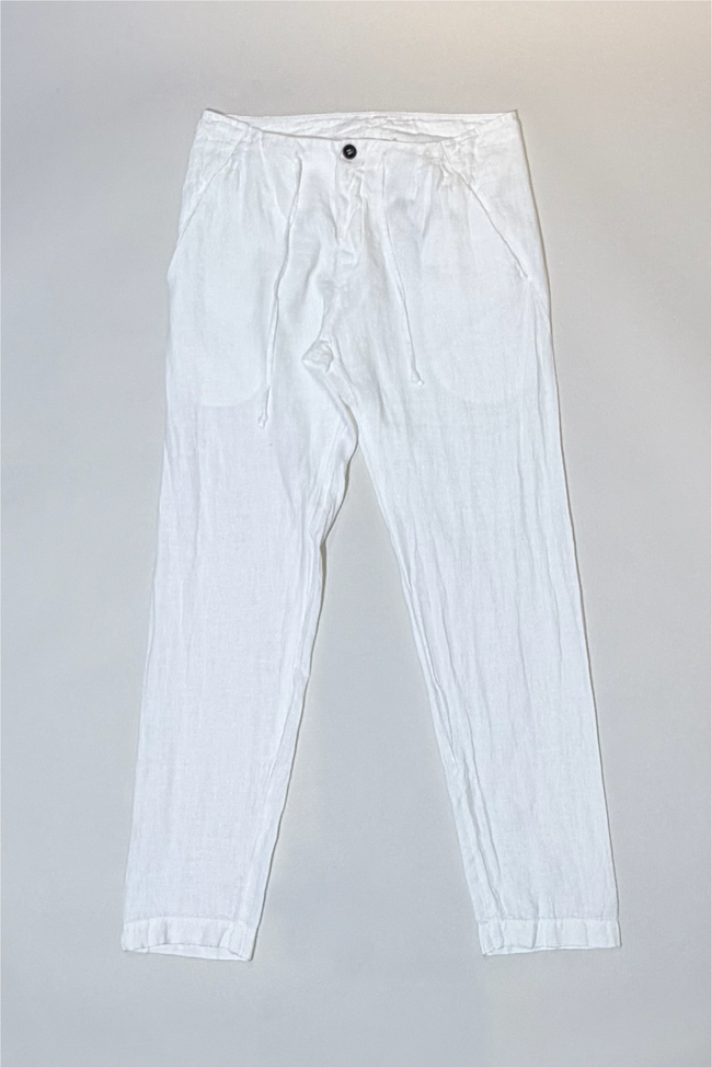 Athoa Linen Carrot Pants - White