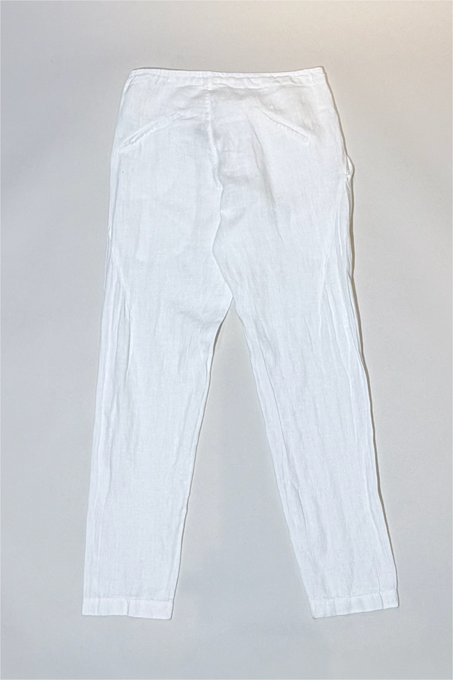 Athoa Linen Carrot Pants - White
