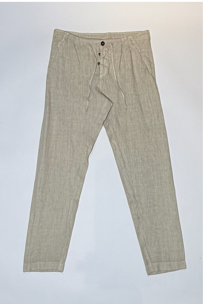Athoa Linen Carrot Pants - Beige
