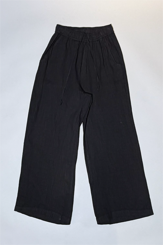 Athoa Linen Loose Pants - Black