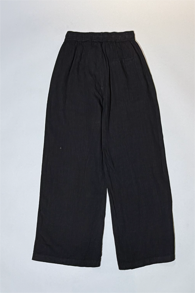 Athoa Linen Loose Pants - Black