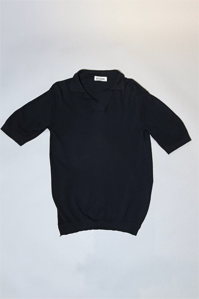 Athoa Knitted Polo - Black