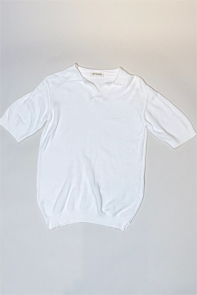 Athoa Knitted Polo - White